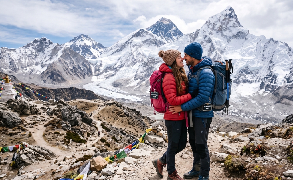 L'amour atteint de nouveaux sommets lorsque les couples créent des souvenirs inoubliables sur le trek du Camp de Base de l'Everest